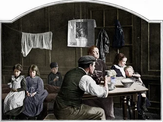 Vieille chambre à Slumland, Londres, vers 1900-1901