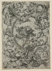Feuillage ornemental, avec une chouette et d