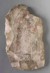 Ostracon : Ramsès II allaité par une déesse, vers 1279-1213 av. J.-C.