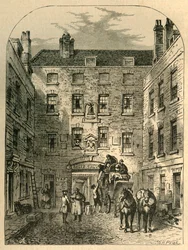 Cour extérieure de La Belle Sauvage en 1828, 1897