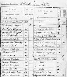 Page du recensement du palais de Buckingham pour 1841