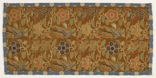 Panneau avec dragons, perles, phénix et motifs floraux