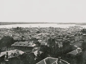 Vue panoramique des collines, Auckland, Nouvelle-Zélande, 1895