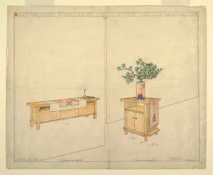 Banc de piano et tabouret, Résidence Henry J. Allen, Wichita, KA, 1917