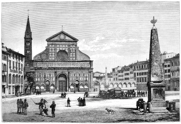 Piazza et église de Santa Maria Novella, Florence, Italie, 1882