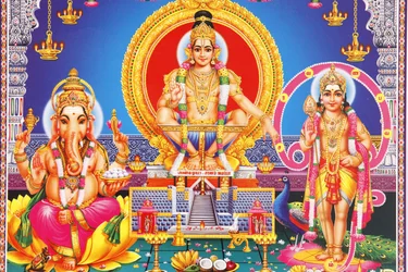 Image des dieux hindous Ganesh, Ayappa & Subramania, Inde