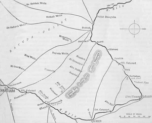 Plan du théâtre de guerre lors de la deuxième campagne du Soudan, vers 1881-85