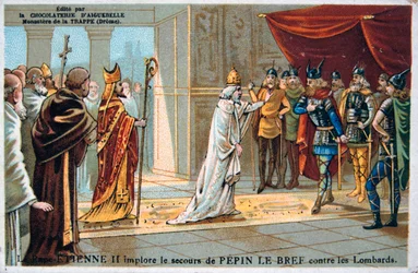 Le Pape Étienne II plaide pour la sécurité de Pépin le Bref contre les Lombards, vers 750 après J.-C., XIXe siècle