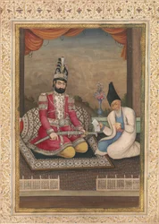 Portrait de Muhammad Shah Qajar et de son vizir Haj Mirza Aghasi