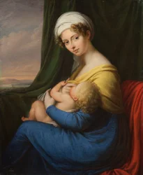 Portrait de la princesse Maria Fyodorovna Baryatinskaya, née Keller 1792-1858 avec son fils, années 1820