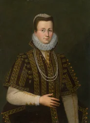 Portrait de dame avec col blanc