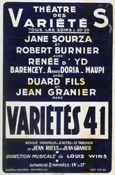 Affiche publicitaire Variétés 41, France, 1941