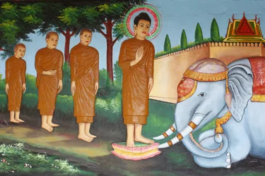 Monastère Preah Prom RathVie du BouddhaUn éléphant sauvage apprivoisé par la bienveillance, Siem Reap, Cambodge