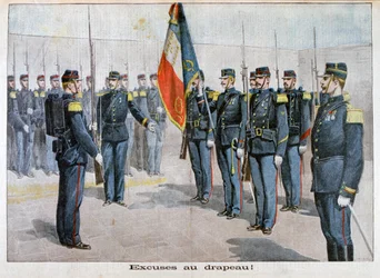 Présentation des excuses au drapeau, Toulon, France, 1898