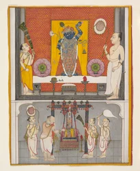 Prêtres devant Shri Nathji, vers 1820