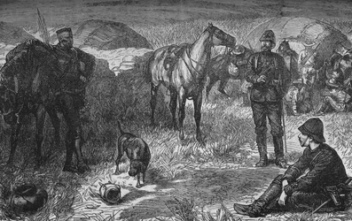 Le Prince Louis Napoléon et son groupe avant la surprise zouloue, vers 1880
