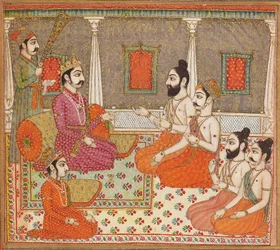 Prince avec des hommes saints ou brahmanes, XIXe siècle