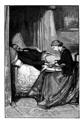 La princesse Alice lisant à son père, le prince Albert, vers 1850