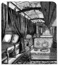 Wagon-lit Pullman sur le chemin de fer Union Pacific, vers 1869