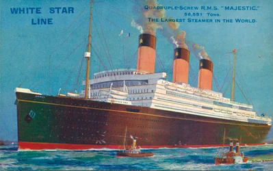 Quadruple-Screw R.M.S Majestic de la White Star Line, vers 1920