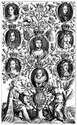 Arbre généalogique de la famille de la reine Anne 1665-1714