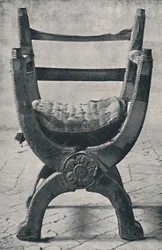 Chaise de la reine Mary dans la cathédrale de Winchester. A.D. 1554., 1928