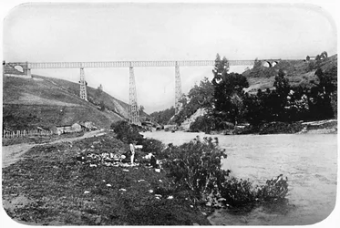 Pont ferroviaire sur la rivière Malleco, Arucania, 1911
