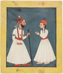 Raja Shamsher Sen avec un jeune homme, 1760-70