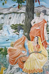 Rama, Sita et Laxman. Pashupatinah, Katmandou, Népal