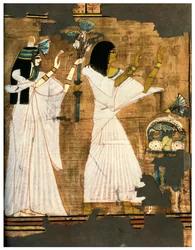 Rames et sa femme en adoration devant une table chargée d