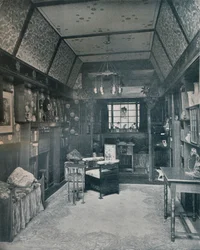 Salle de lecture conçue par H. Novack et exécutée par J. W. Muller, vers 1899