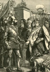 Réception de Cortés par Montezuma