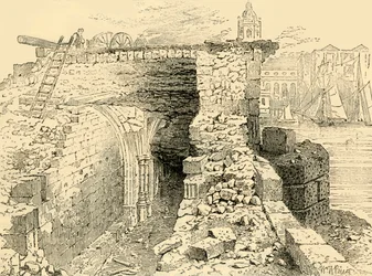 Vestiges de la chapelle de Saint-Thomas, vieux pont de Londres, vers 1872