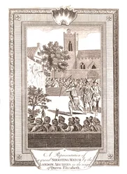 Représentations du concours de tir par les archers de Londres sous le règne de la reine Elizabeth