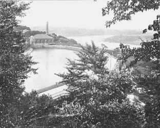 Réservoir, Eden Park, Cincinnati, Ohio, USA, vers 1900