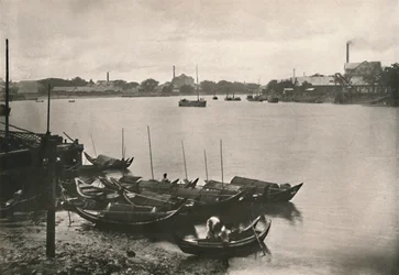 Moulins à riz sur le ruisseau Poozoondoung, Rangoon, 1900