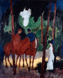 Cavaliers dans le bois de Boulogne, vers 1904