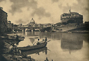 Rome - Le Tibre - Château et pont de S. Angelo. Dôme de Saint-Pierre, 1910