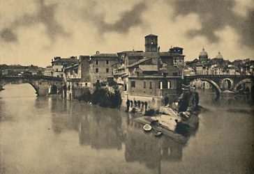 Rome - Île Tibérine et les anciens ponts Cestius et Fabricius, 1910