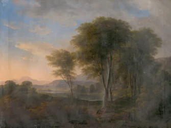 Paysage romantique avec un arbre en arrière-plan