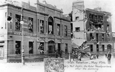 Ruines du quartier général des rebelles, soulèvement anti-anglais irlandais, Dublin, mai 1916