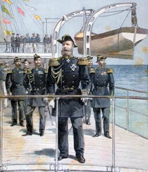 Amiral russe Avellan à bord du croiseur Empereur Nicolas Ier, 1893