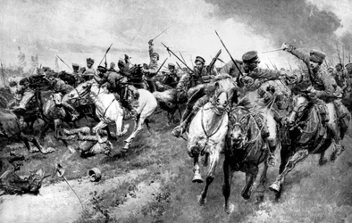 Cosaques russes attaquant l
