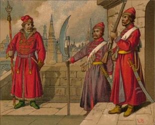 Strelitzi russes et gardes turcs du XVIIe siècle - Officier, soldats