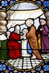 Cathédrale Saint-Corentin, Quimper Vitrail : Circoncision de Jésus, Quimper, France