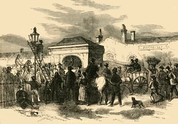 Vente du péage de Hyde Park, vers 1876