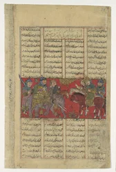 Sam vient inspecter Rustam, Folio du Shahnama Livre des Rois, vers 1330-40