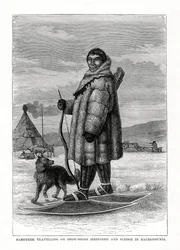 Samoyède voyageant en raquettes, Russie, 1877