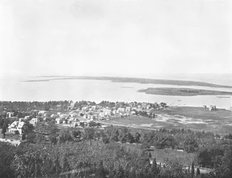 Sandy Hook, depuis Highland Light, New Jersey, USA, vers 1900