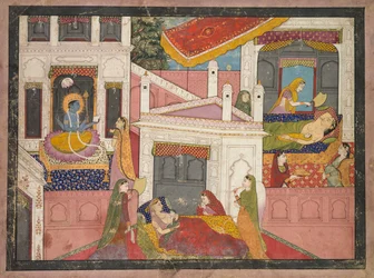 Scènes de la naissance de Krishna, c. 1840